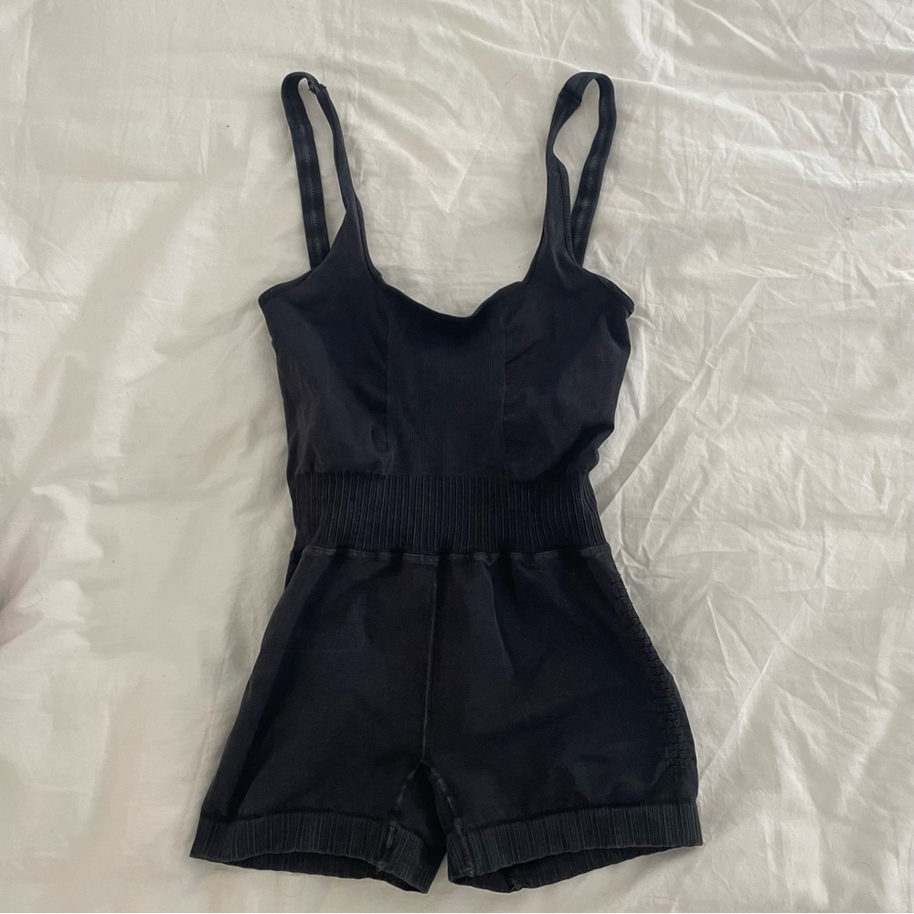 Free People Good Karma Runsie in Washed Black Size XS/S